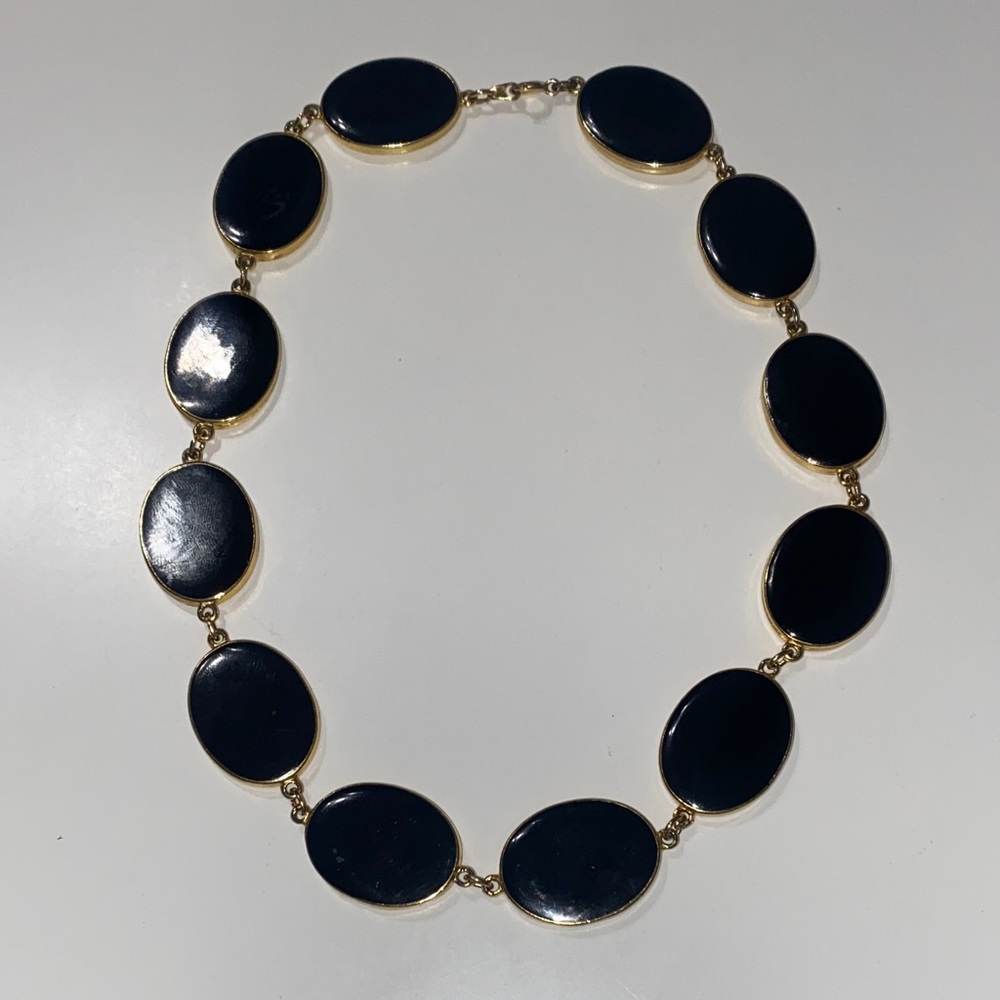 Vintage Cream and Black Gold Tone Necklace